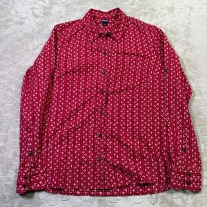 Patagonia Long-Sleeved Brookgreen Shirt Sz 4 Red Floral See Pics